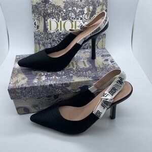 Dior Black and White Slingback Heels